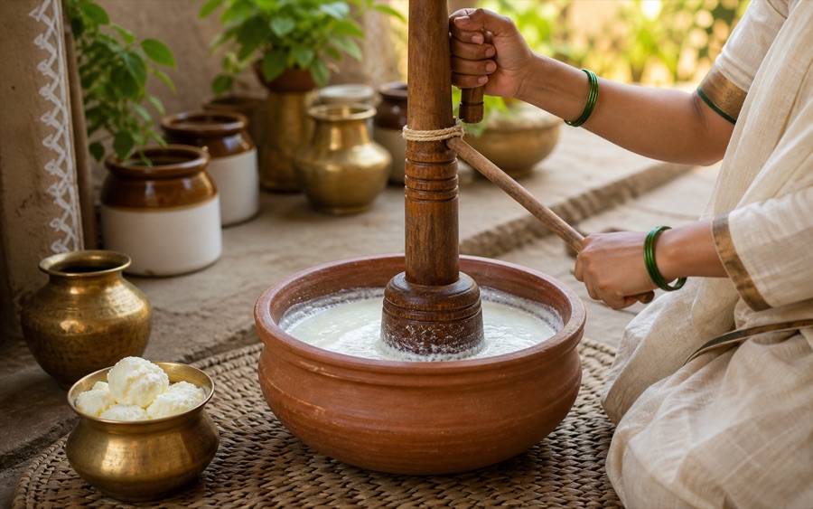 Bilona churning method