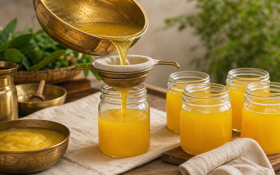 Filtered and packed desi ghee
