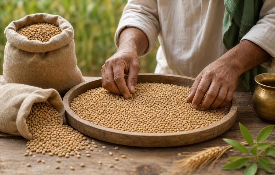 Selected healthy wheat seeds